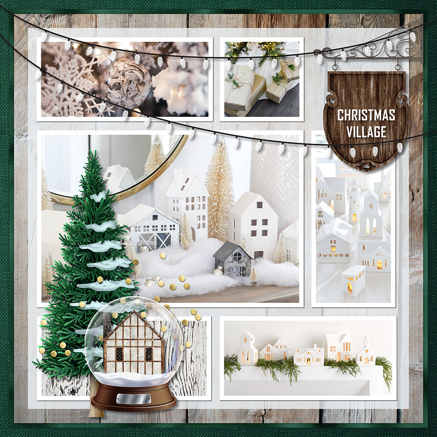 Perfect for travels to Europe during Christmas, preserving memories and traditions of your family history, remembering Christmas at home, or holiday shopping in quaint Christmas villages and shops, this digital art papers only kit is a nice mix of natural elements including wood, satin, ice, snow, glitter, linen, and evergreen.
