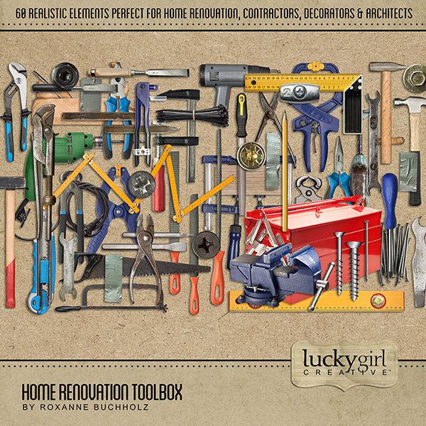 Get ready for some home improvement and remodeling with this Home Renovation Toolbox kit featuring everything found in a handyman's toolbox. Perfect for documenting building a new home, renovations around your house, house painting, interior decorating, architects, interior designers, draftsmen, plumbers, electricians, builders, construction, and more.