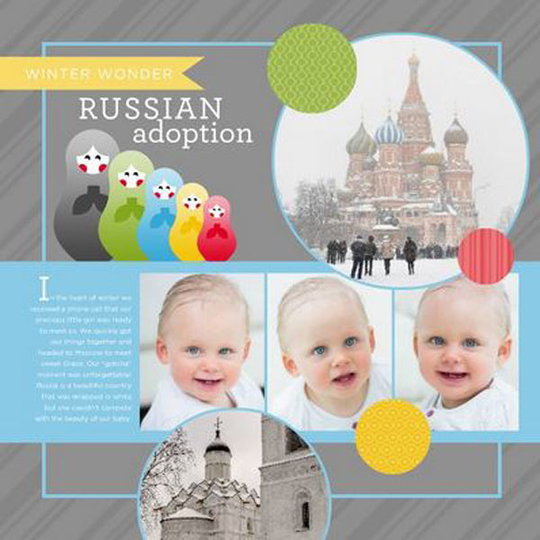 The Russia Digital Scrapbook Kit features the same bright, fun digital art embellishments crafted with a bold graphic look as the Best of the Olympics Digital Scrapbook Kit. With multiple applications for families with children adopted from Russia, those who travel to the area, or those just wishing to extend their paper and element options when using the Best of the Olympics Digital Scrapbook Kit; this pair is a popular set.