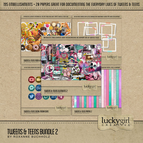 Tweens & Teens 2 Digital Scrapbook Kit – Lucky Girl Creative