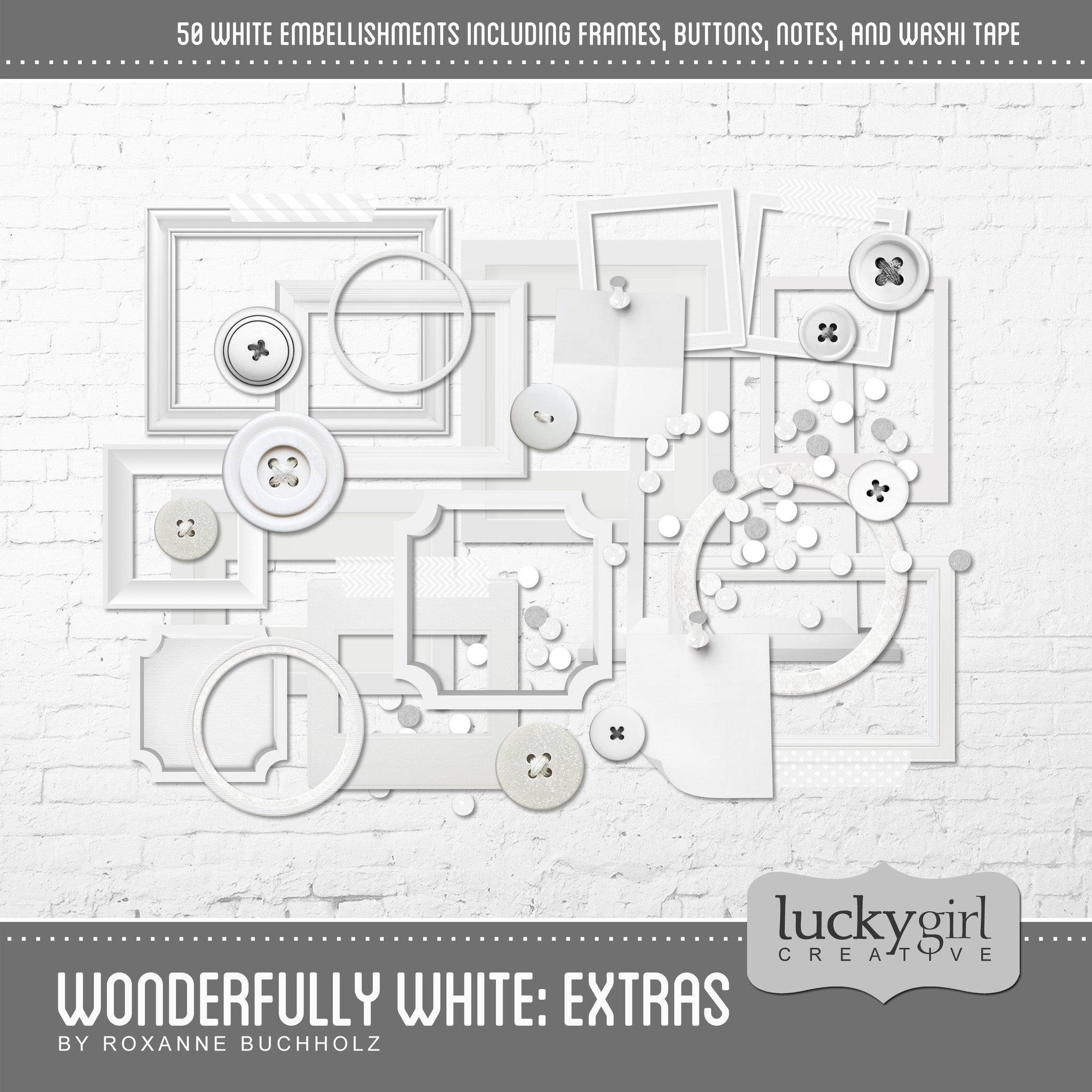 Wonderfully White Extras Digital Scrapbook Kit by Lucky Girl Creative